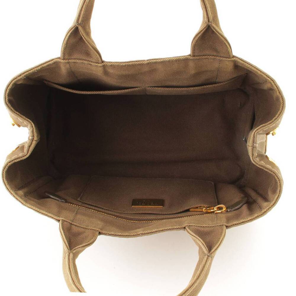 Prada Canapa Canvas Tote Bag Handbag Khaki Green - Picture 6 of 10